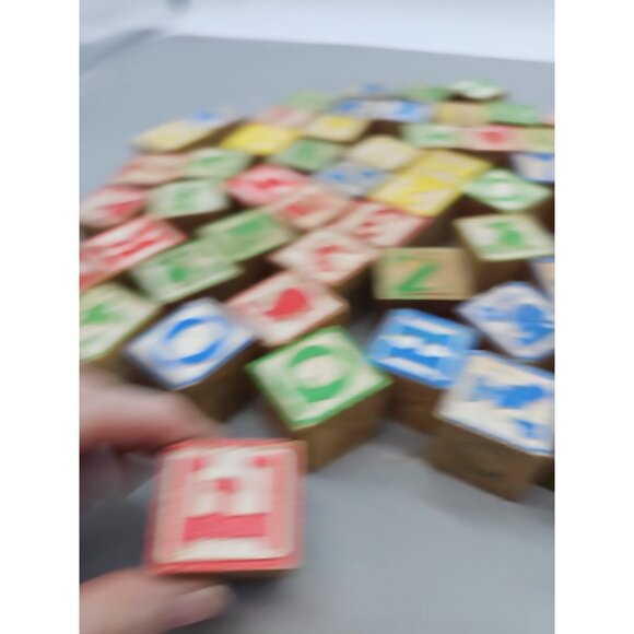 Wooden Alphabet And Numbers Blocks For Kids 61 Blocks Total - 1  1/4" - - Picture 3 of 4